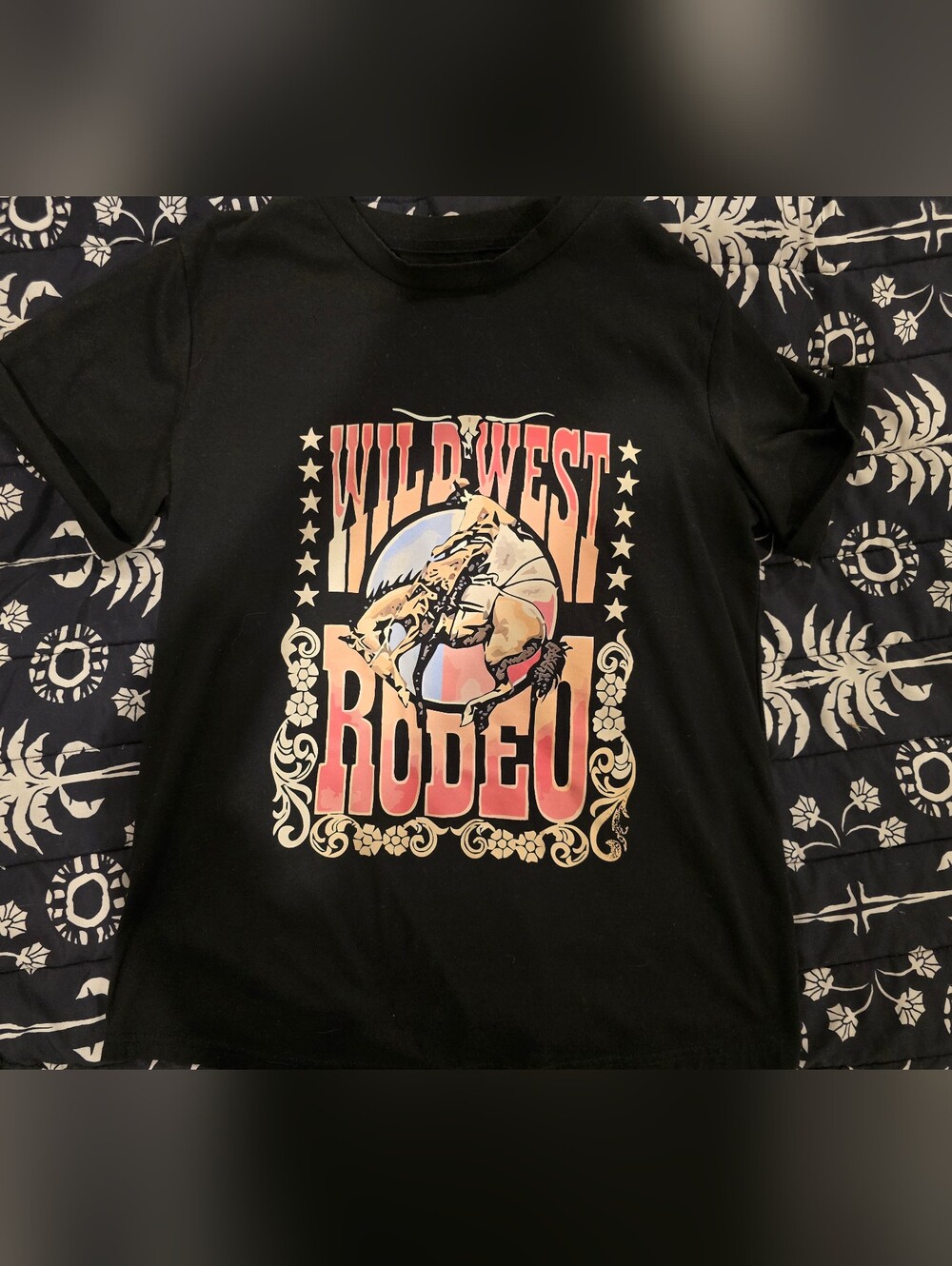 Wild West Rodeo Graphic Short Sleeve Tee - Black